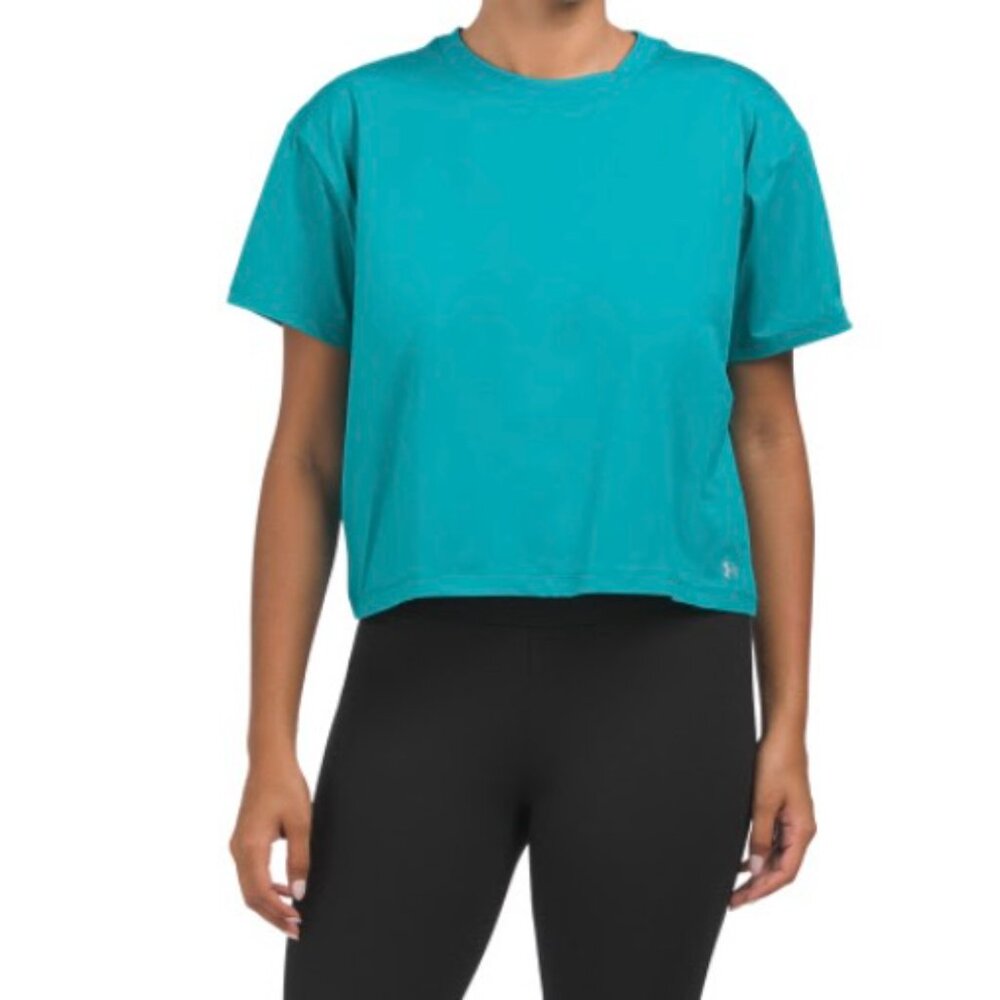Under Armour Meridian Coastal Teal Turquoise Blue Workout Running Short Sleeve